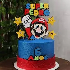 Topo/topper de bolo Super mario Bros 3d Personalizado