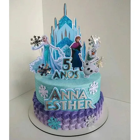 Topo de Bolo Frozen Personalizado com Nome e Idade - Topper Frozen - Pronto para Uso